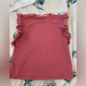 English Factory Dark Rose Ruffle Sleeve Top size Medium